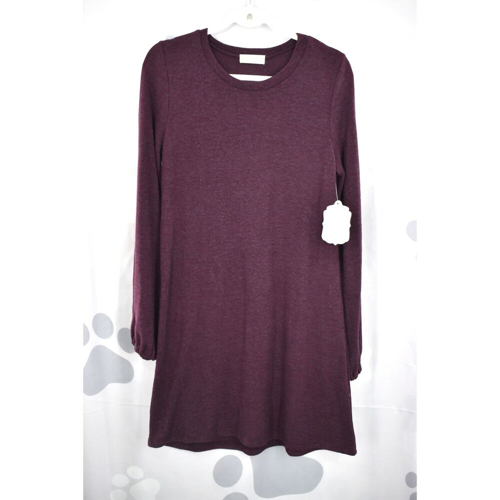 Altar'd State NWT Long Sleeve Crew Neck Sweater Dress Maroon Size Large